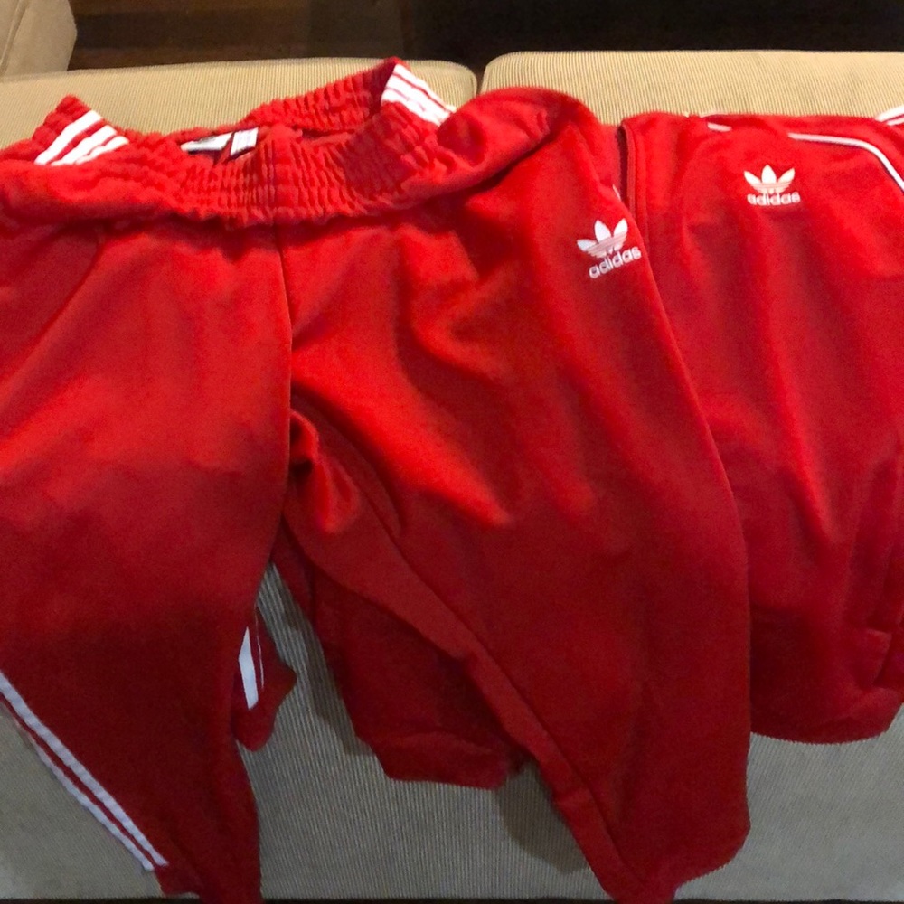 Adidas track suit red